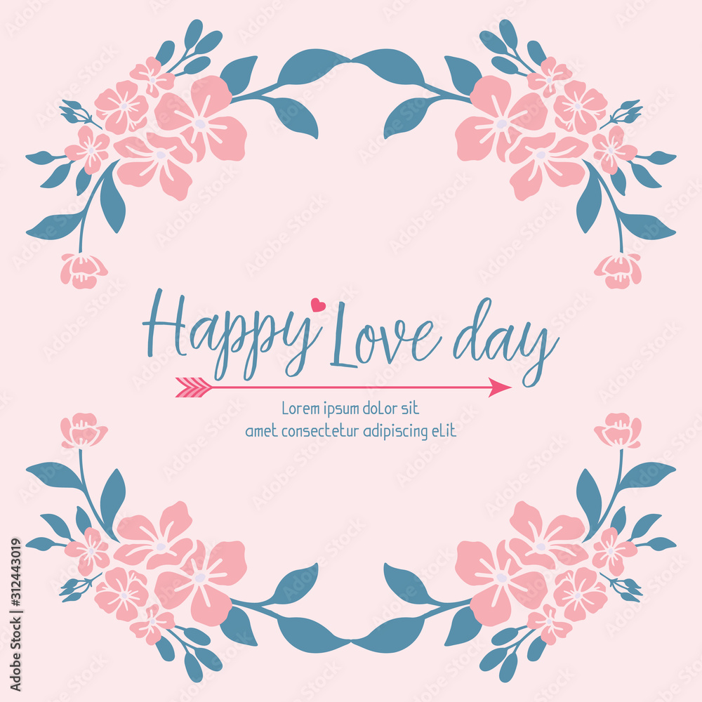 Leaf and flower seamless design frame, for unique happy love day greeting card design. Vector Leaf and flower seamless design frame, for unique happy love day greeting card design. Vector