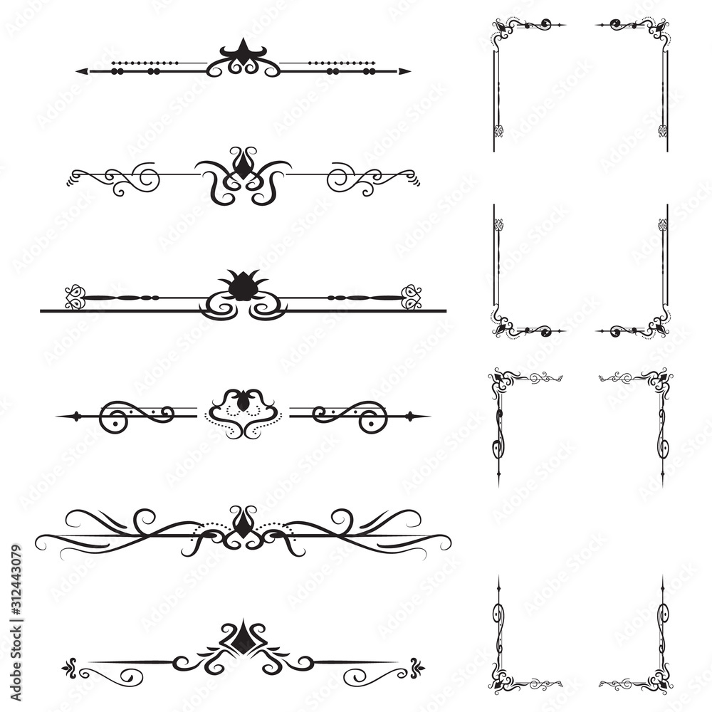 Ornate frames and scroll elements Classic wedding frame Free Vector.Wedding