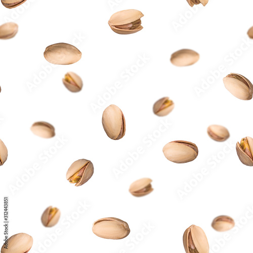 Wallpaper Mural Seamless pattern with falling pistachio nuts isolated on white background Torontodigital.ca