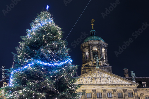 Christmas Tree and the Royal Palace Amsterdam