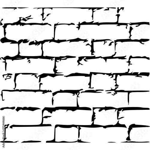 Ancient brick wall grunge texture. Stock Vector illustration isolated on white background.