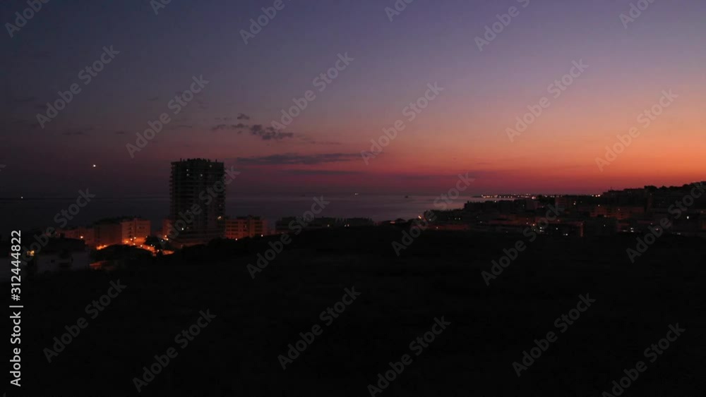 Aerial ascending view of lisbon city at warm sunset light - Portugal Aerial ascending view of lisbon city at warm sunset light - Portugal