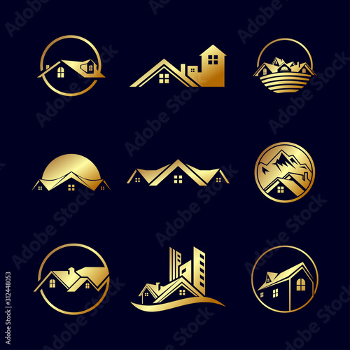 Premium luxury real state building gold logo