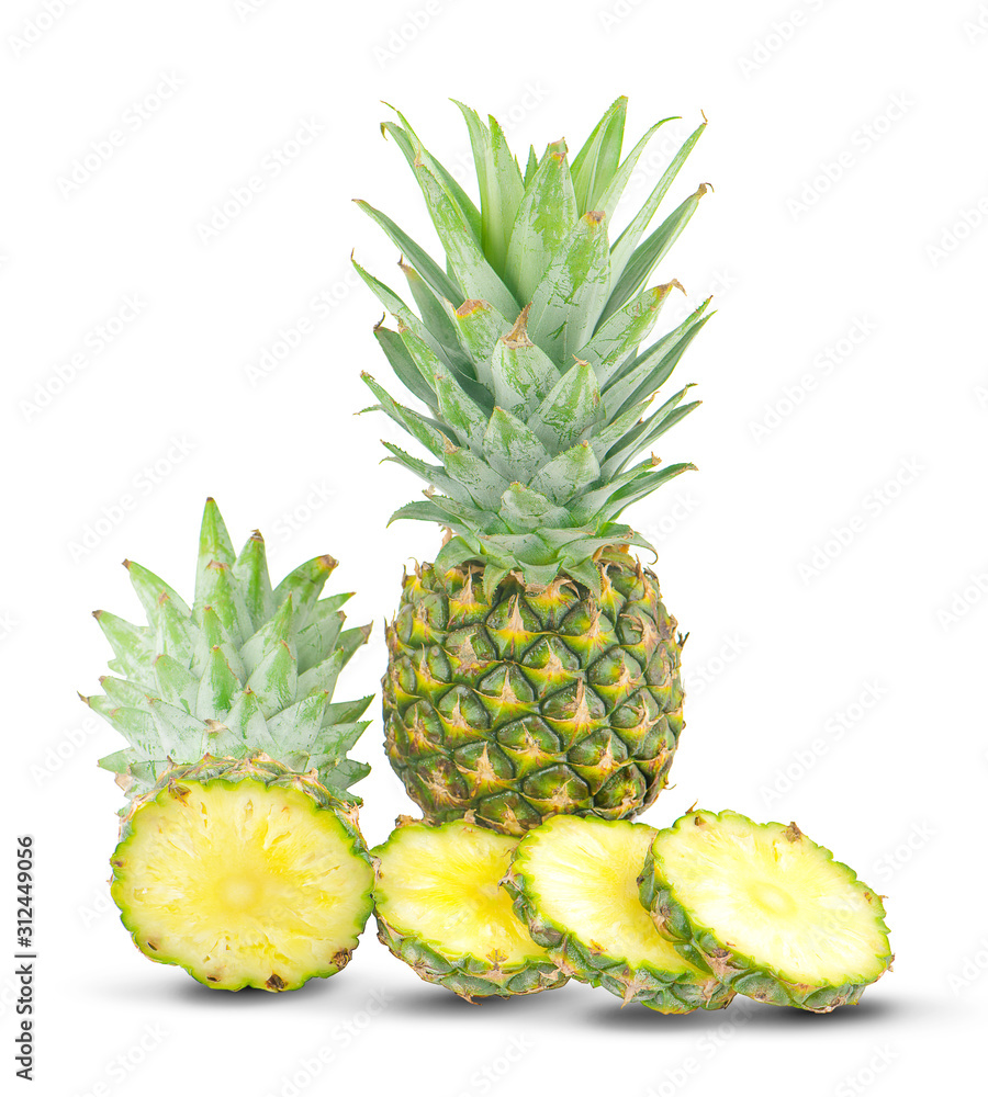Pineapple slices an isolated on white background Pineapple slices an isolated on white background