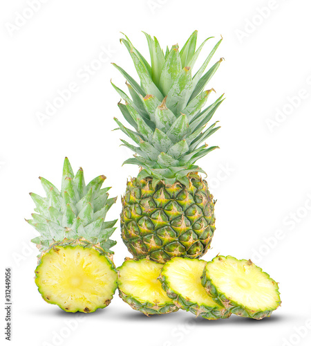 Pineapple slices an isolated on white background
