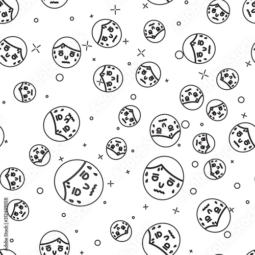 Black line Man with excessive sweating icon isolated seamless pattern on white background. Vector Illustration