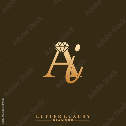 Initial Letter Luxury AI with diamond. Diamond Icon in Flat Style Logo.