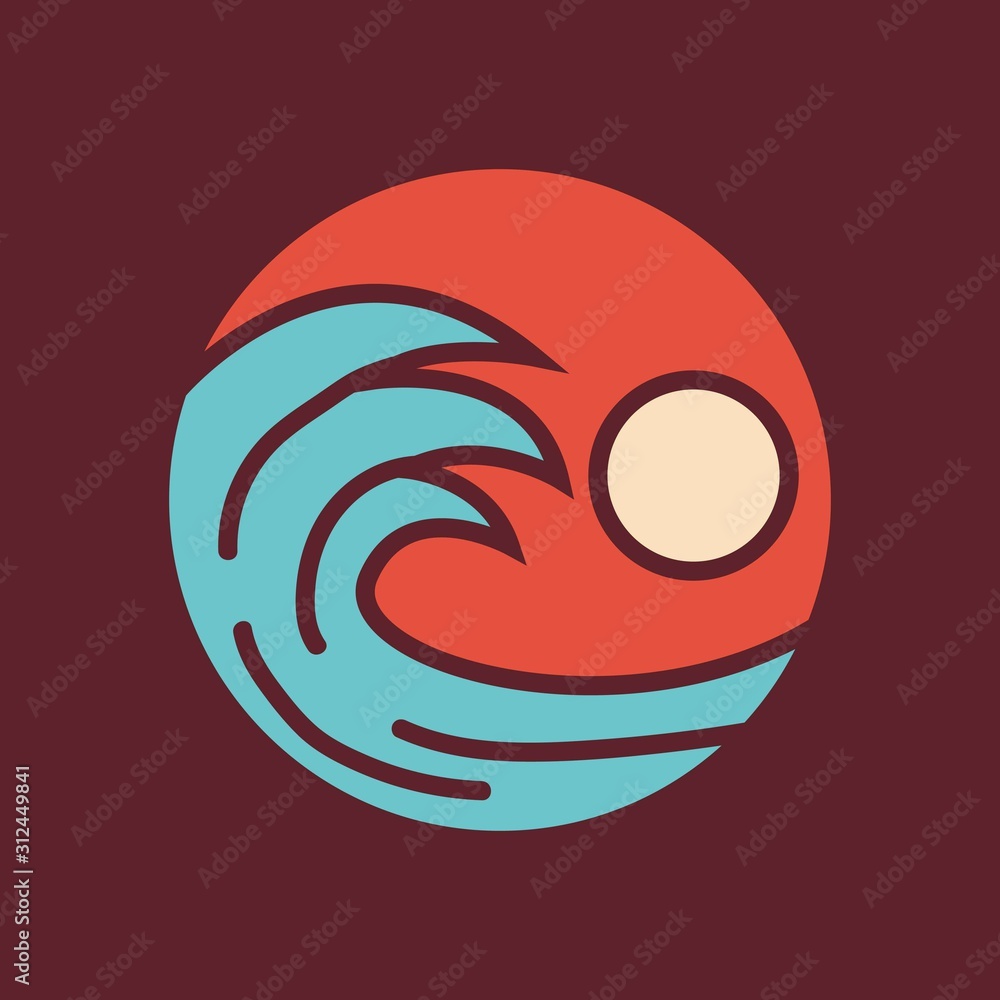 simple logo badge beach design, for t-shirt prints, patches, emblems, posters, badges and labels and other uses simple logo badge beach design, for t-shirt prints, patches, emblems, posters, badges and labels and other uses