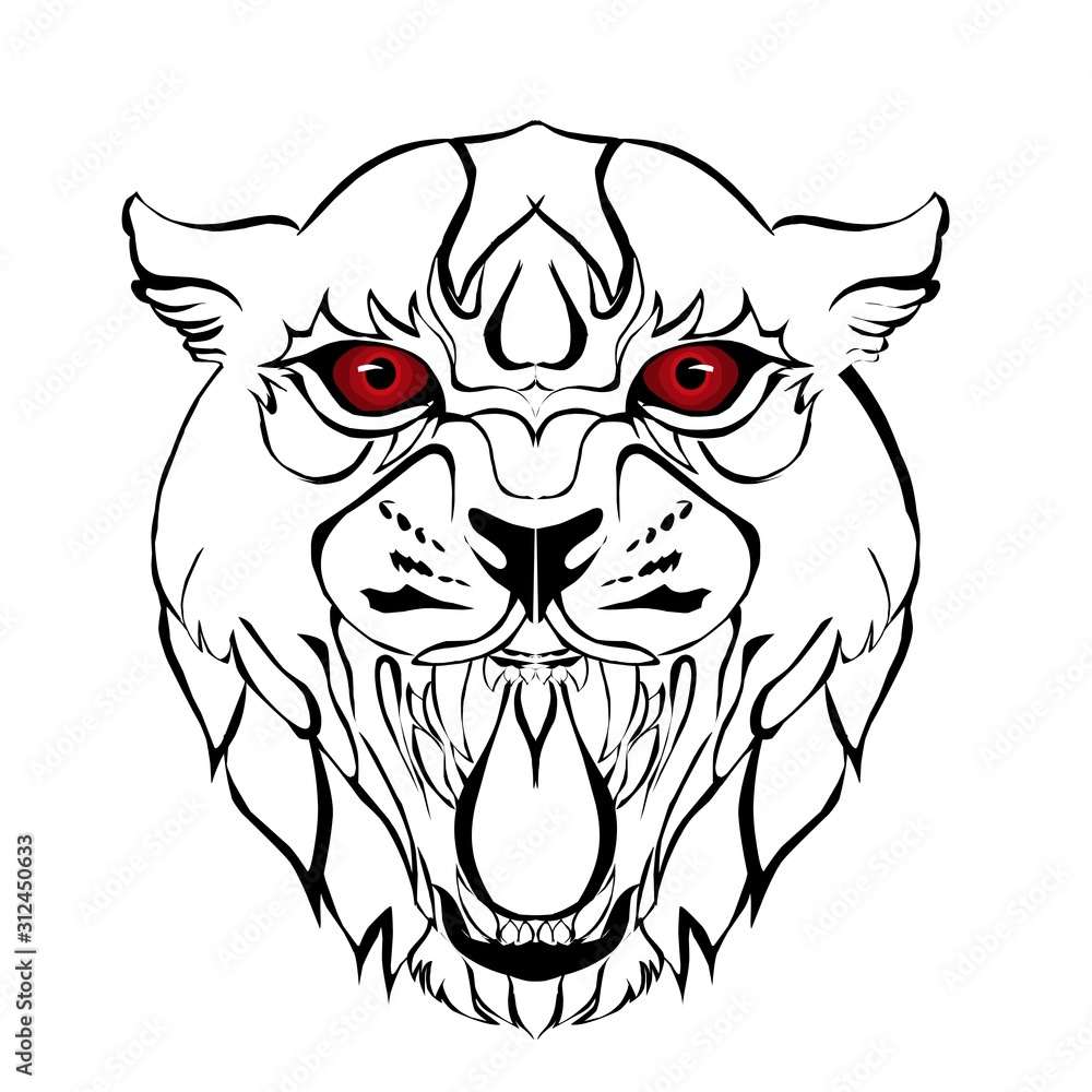 Sketch design of illustration head tiger 