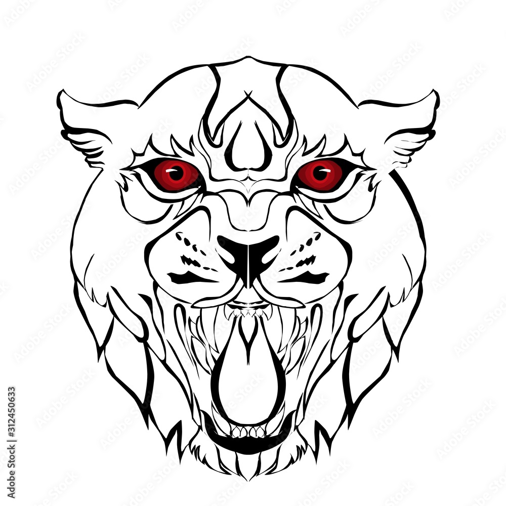 Fototapeta premium Sketch design of illustration head tiger 