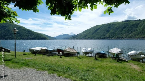 Swiss Lake, approaching dock on the river side photo