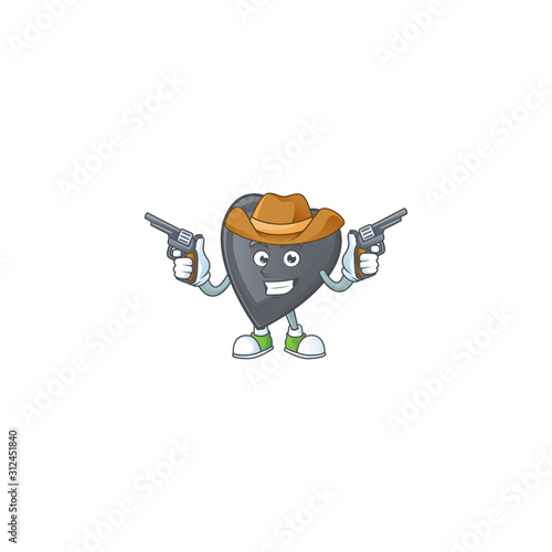 Smiling black love mascot icon as a Cowboy holding guns