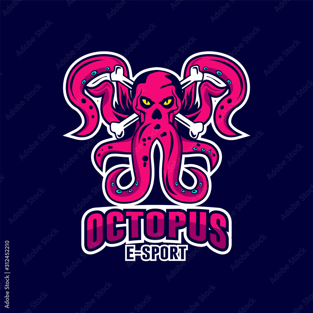 Octopus sport mascot logo design vector illustration