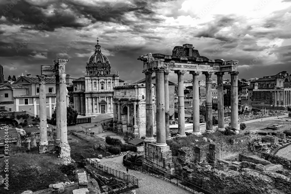 Roman Forum Architecture in Black and White Black and White Photography