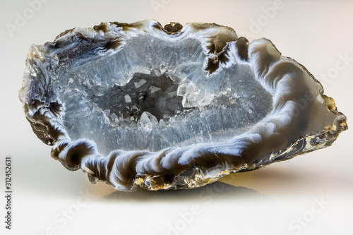 Bild auf Leinwand A sliced and polished stone of quartz and agate