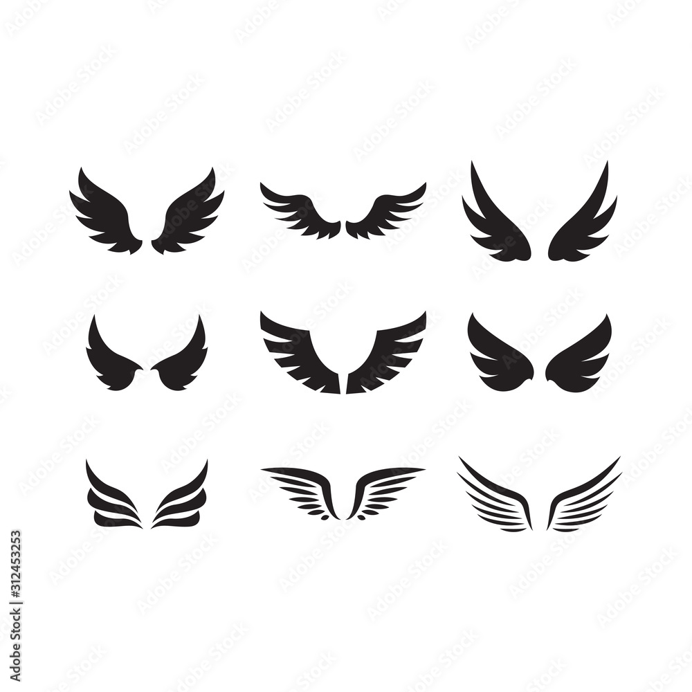 Set of wing icon design template vector Set of wing icon design template vector