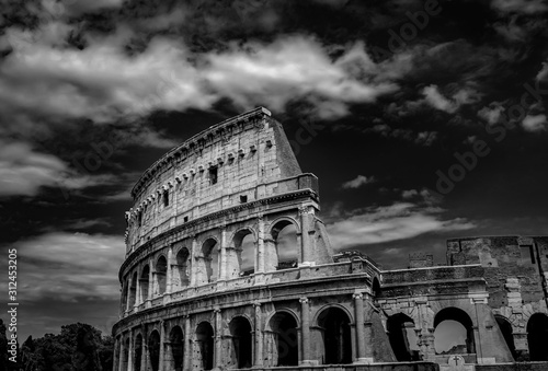 Rome Colosseum Architecture in Rome City Center Black and White Photography