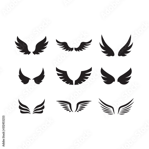 Set of wing icon design template vector