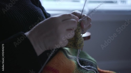 Lonely Senior woman, Grandmother Knitting at Home