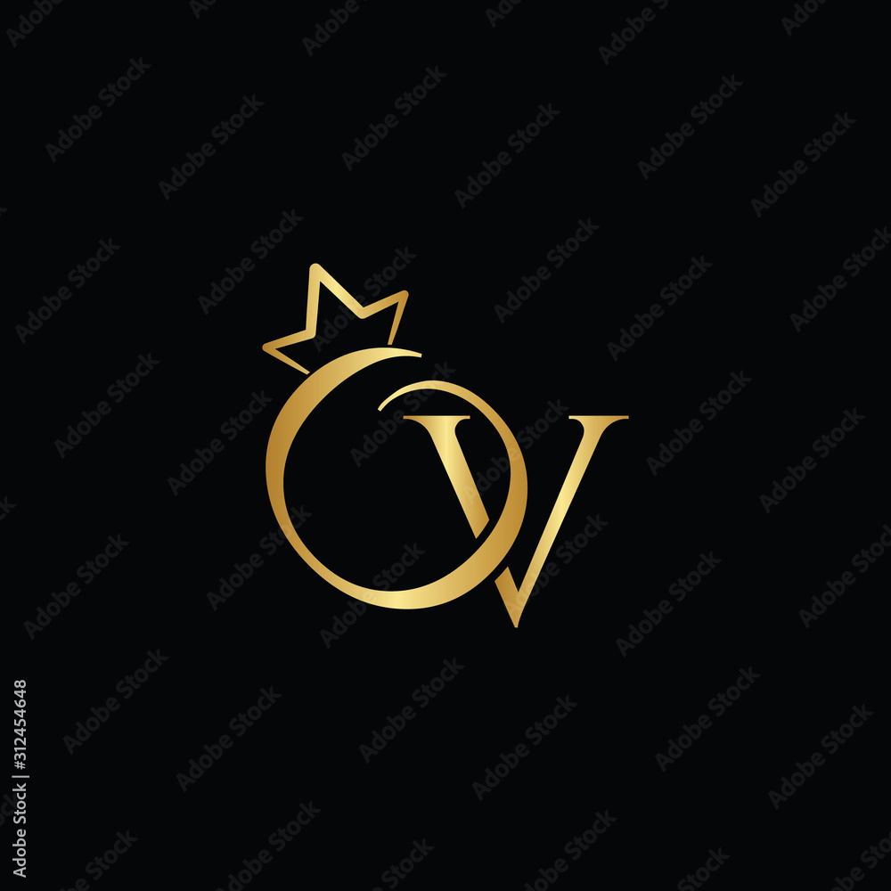 Gold creative letter V logo design template vector EPS Stock Vector