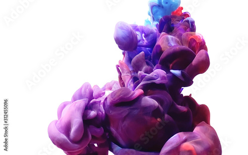 Fantastic purple abstract background. Powerful explosion of paints on a white background. Cool trending screensaver.