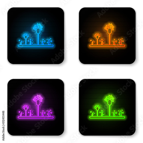 Glowing neon Mold icon isolated on white background. Black square button. Vector Illustration