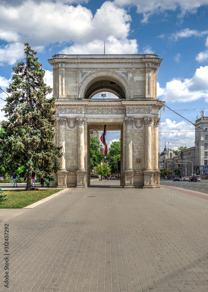 Triumphal arch in Chisinau, Moldova