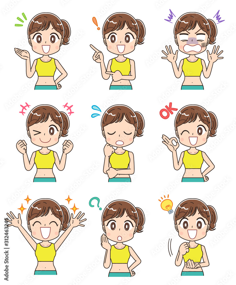 ダイエット 健康 女性 インストラクター イラスト素材