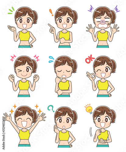 ダイエット 健康 女性 インストラクター イラスト素材