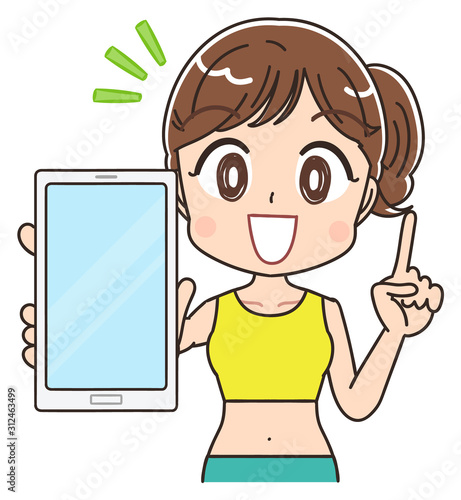 オンラインダイエット 健康 女性 インストラクター イラスト素材