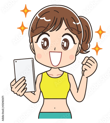 オンラインダイエット 健康 女性 インストラクター イラスト素材