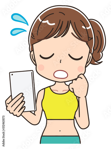 オンラインダイエット 健康 女性 インストラクター イラスト素材