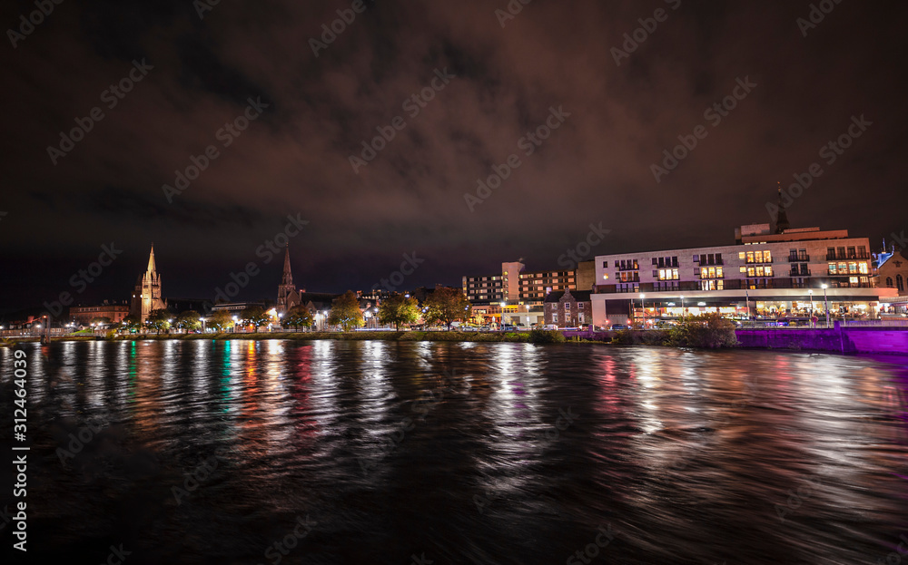 The beautiful city of Inverness - Night landscape.