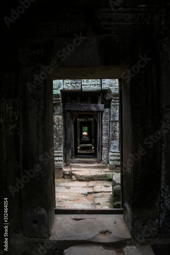 Old angkor temple Cambodia doorway
