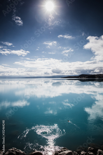 Lake Pukaki, New Zealand - Water whirlpool at Pukaki Canal Inlet