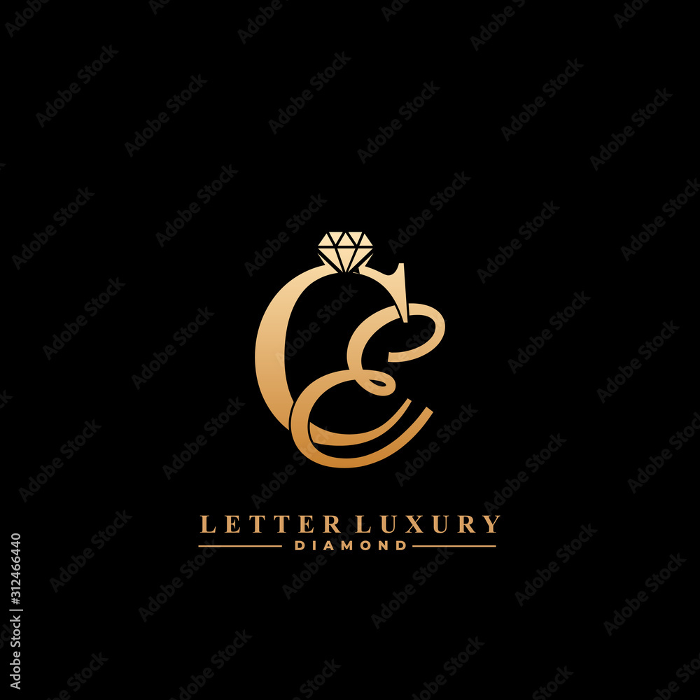 Initial Letter Luxury CE with diamond. Diamond Icon in Flat Style Logo. Initial Letter Luxury CE with diamond. Diamond Icon in Flat Style Logo.