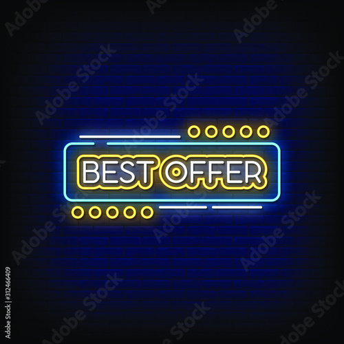 Best Offer Neon Signs Style Text Vector