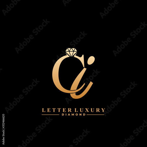 Initial Letter Luxury CI with diamond. Diamond Icon in Flat Style Logo.