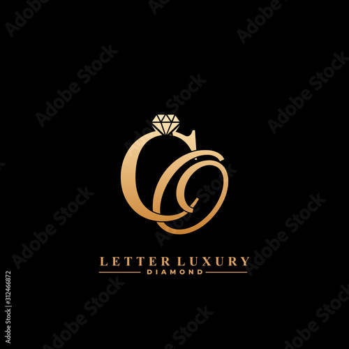 Initial Letter Luxury CO with diamond. Diamond Icon in Flat Style Logo.