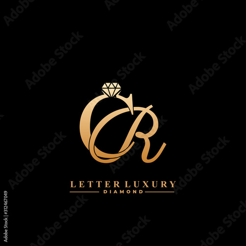 Initial Letter Luxury CR with diamond. Diamond Icon in Flat Style Logo.