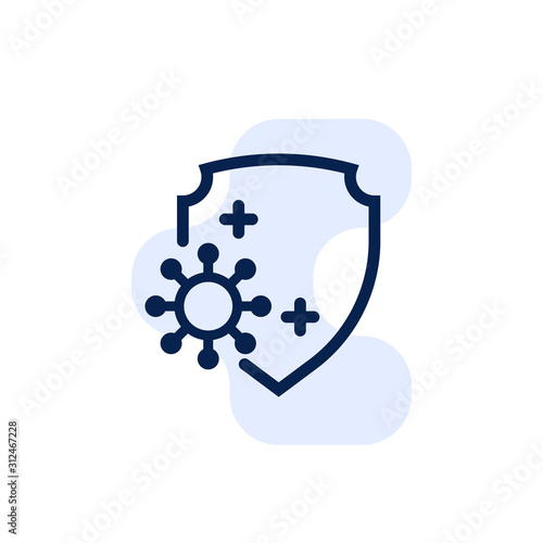 virus and shield. monochrome icon