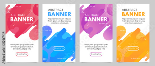 Modern Abstract Banner Red, Blue, Purple & Yellow Vector For Sale