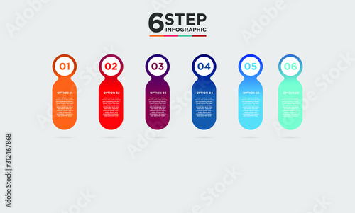 6 step infographic element. Business concept with six options and number, steps or processes. data visualization. Vector illustration.