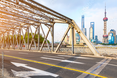 Bridge buildings and city skyline in Shanghai