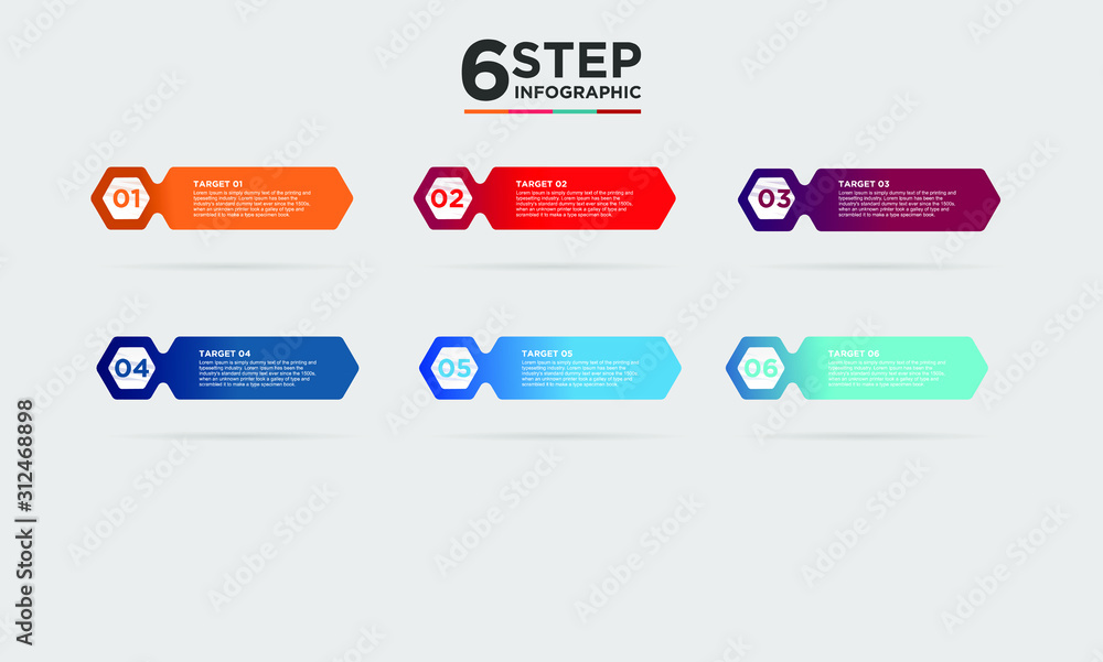 6 step infographic element. Business concept with six options and number, steps or processes. data visualization. Vector illustration.
