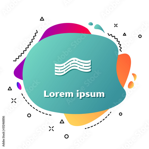 White Bacon stripe icon isolated on white background. Abstract banner with liquid shapes. Vector Illustration