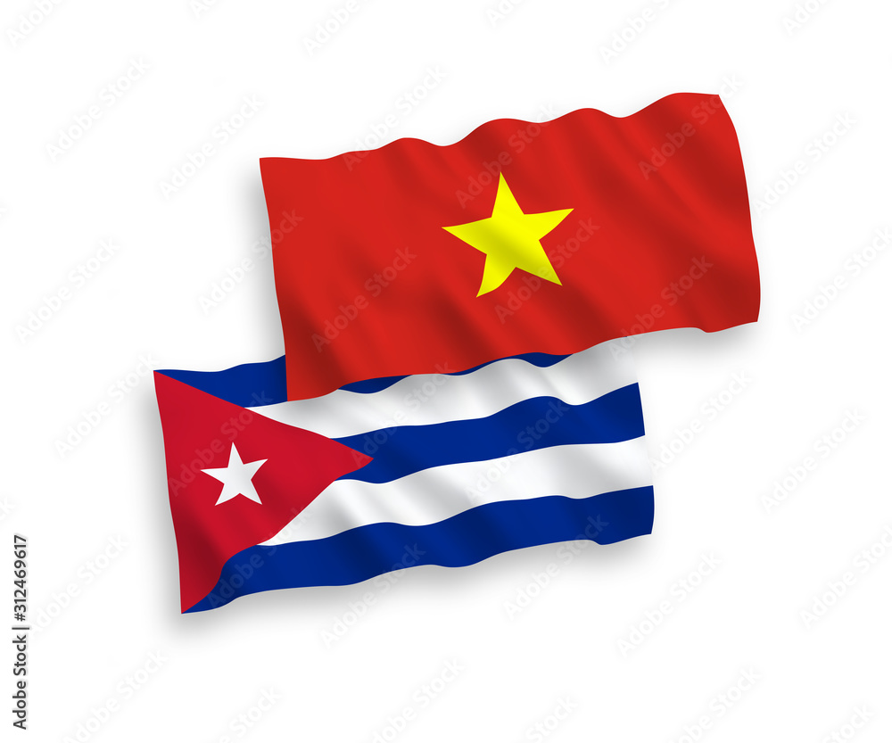 Flags of Cuba and Vietnam on a white background Flags of Cuba and Vietnam on a white background