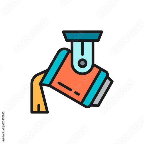 Casting metal, steel production, metallurgy flat color line icon.