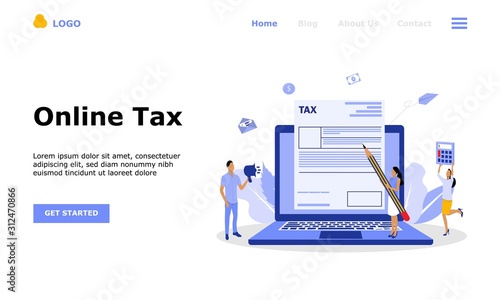 Online Tax Payment Vector Illustration Concept , Suitable for web landing page, ui,  mobile app, editorial design, flyer, banner, and other related occasion