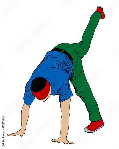 Hip hop artists in trendy colorful clothes. Isolated silhouettes of people on a white background